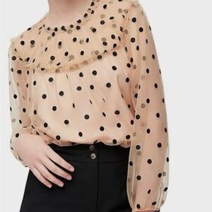 NWT J. Crew Diana Candy Dot Tulle Top Nude Black